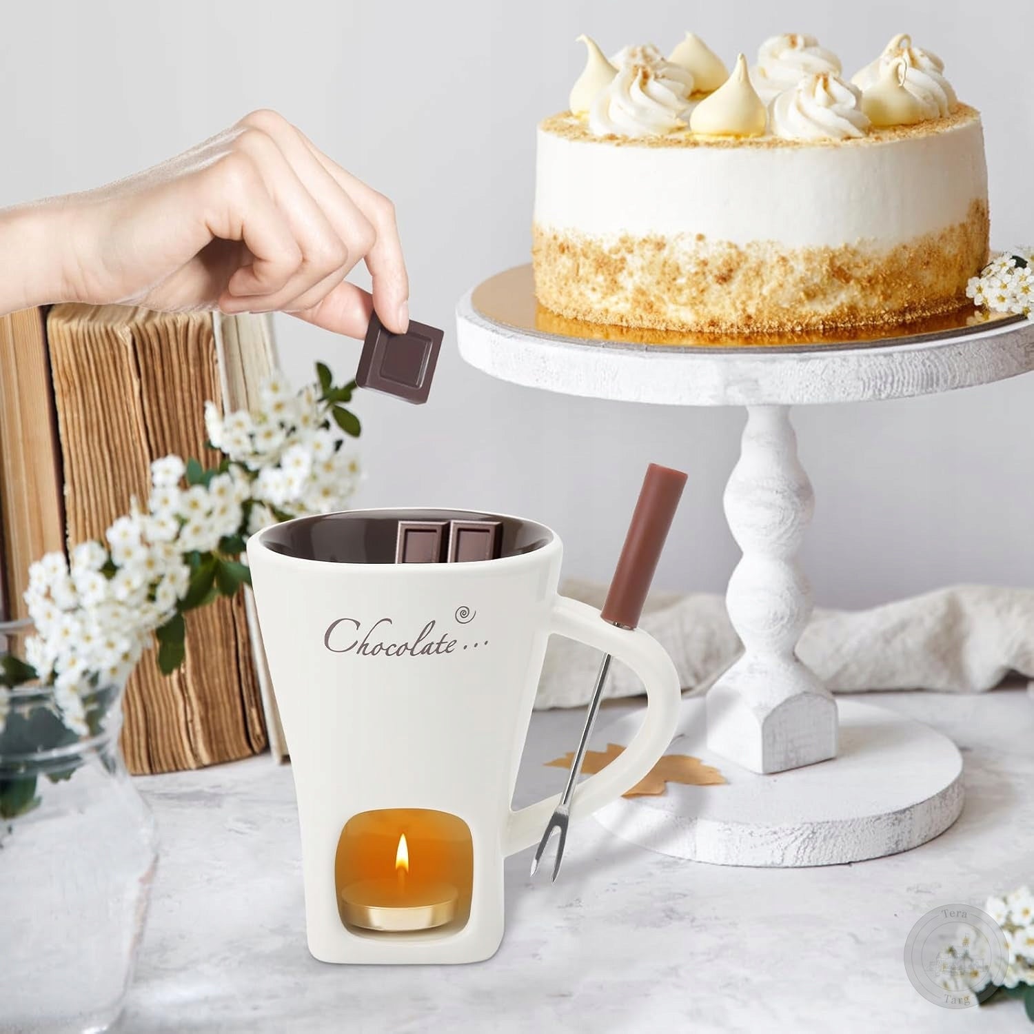 CHOCOLATE FONDUE MUG WITH FORK MELTING SET 200ml Manufacturer code KUBEK DO FONDUE CZEKOLADOWEGO CZEKOLADY