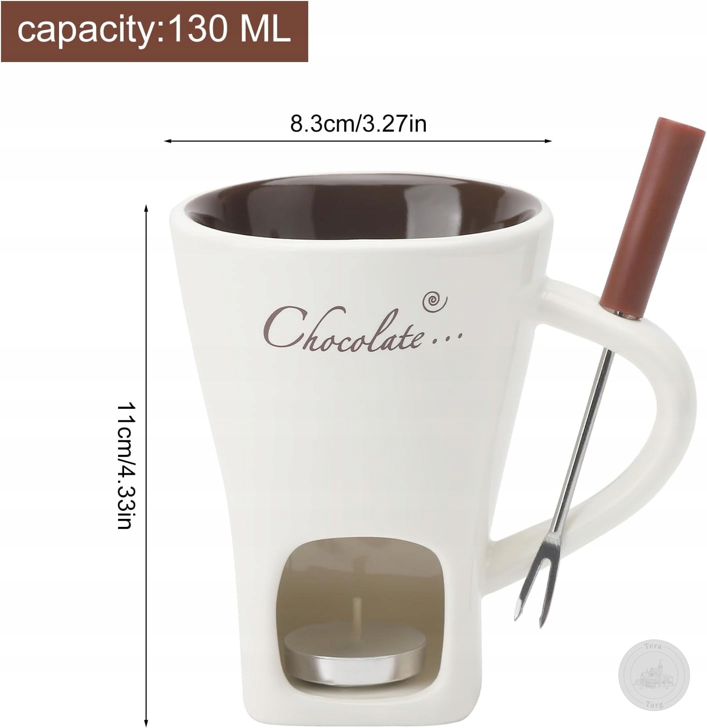 CHOCOLATE FONDUE MUG WITH FORK MELTING SET 200ml Packaging status original