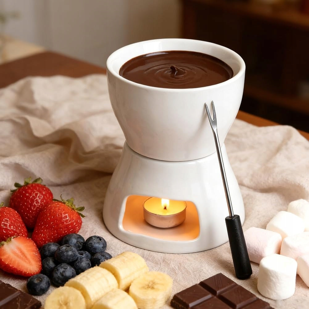 CHOCOLATE FONDUE SET 400ML CERAMICS 4 FORKS Brand no brand