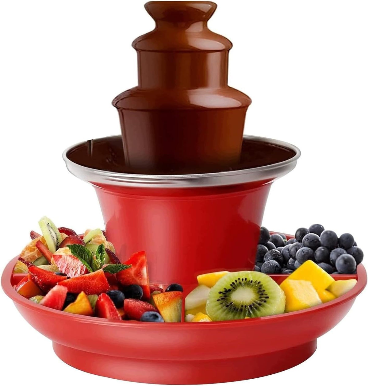 CHOCOLATE FOUNTAIN, 3-TIER, CHOCOLATE FONDUE, STAINLESS STEEL
