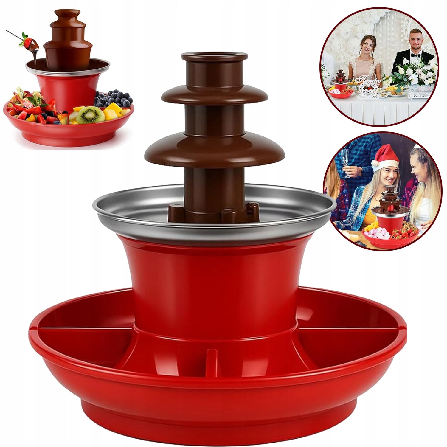 CHOCOLATE FOUNTAIN, CASCADING FONDUE SET, ELECTRIC BASE