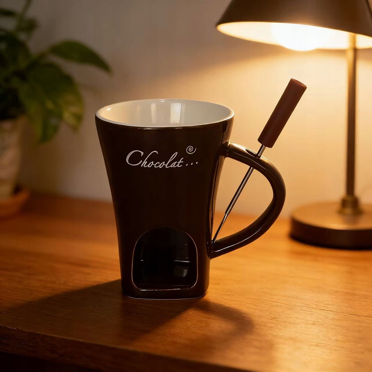 CHOCOLATE MELTING POT FONDUE MUG BLACK HEATING 130ML Packaging status original
