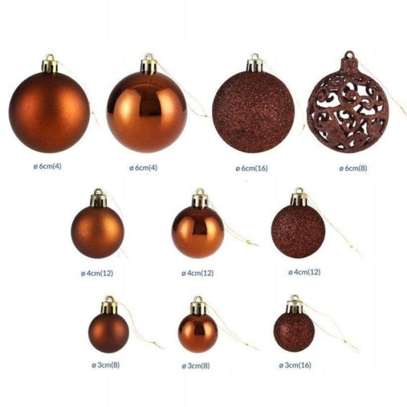 CHRISTMAS BALLS 6/4/3cm 100PCS SET BROWN Packaging status original