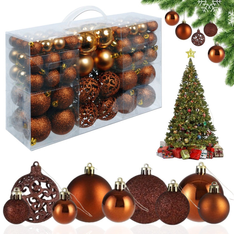 CHRISTMAS BALLS 6/4/3cm 100PCS SET BROWN