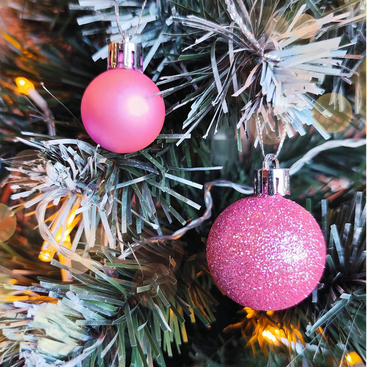 CHRISTMAS BALLS PINK PLASTIC GLITTER FOR CHRISTMAS TREE SET XXL 100 pcs Packaging status original