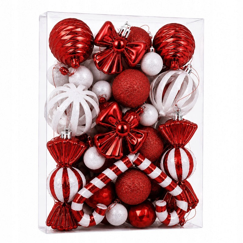 CHRISTMAS BALLS RED AND WHITE SET OF 30 ELEMENTS CHRISTMAS DECORATIONS Packaging status original