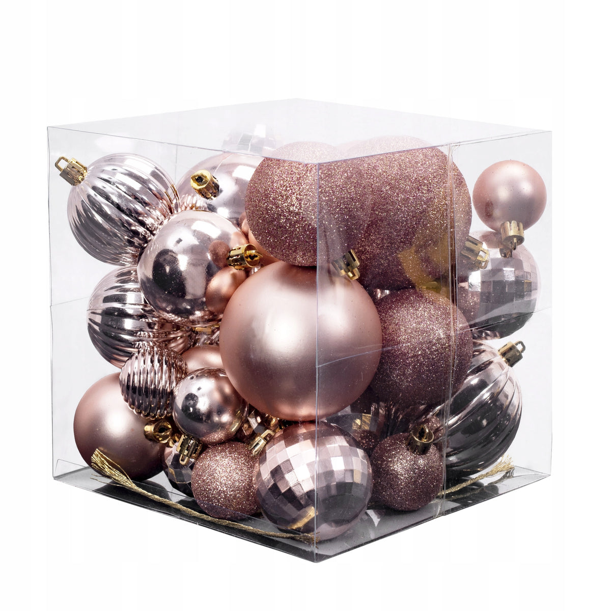 CHRISTMAS BALLS SET PINK GOLD DECORATIONS Brand Tutumi