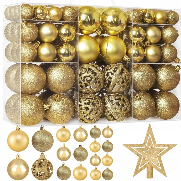 CHRISTMAS BALLS SET XXL 101 pcs GOLD PATTERNS