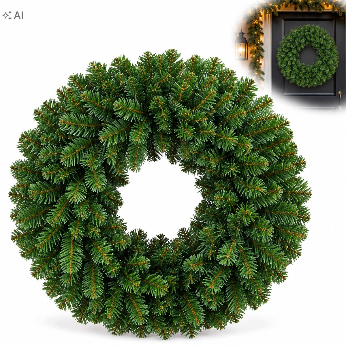 CHRISTMAS DECORATION FOR DOORS 40CM GREEN WREATH CHRISTMAS WREATH FOR HOME Brand Azaris