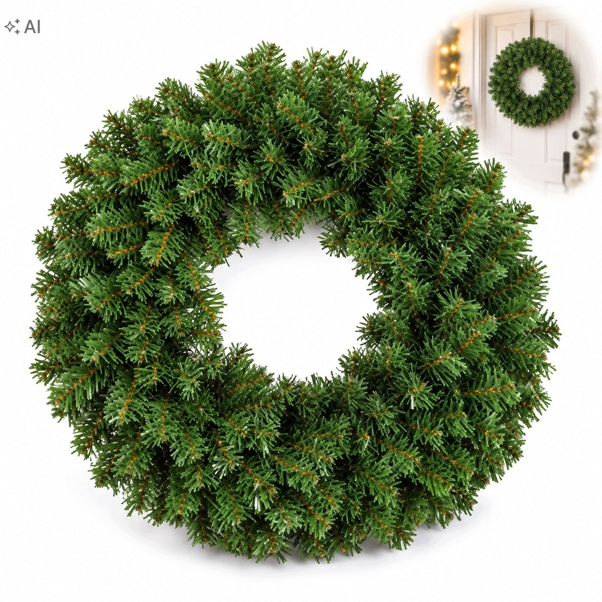 CHRISTMAS DECORATION FOR DOORS 60CM GREEN WREATH CHRISTMAS WREATH FOR HOME Packaging status original
