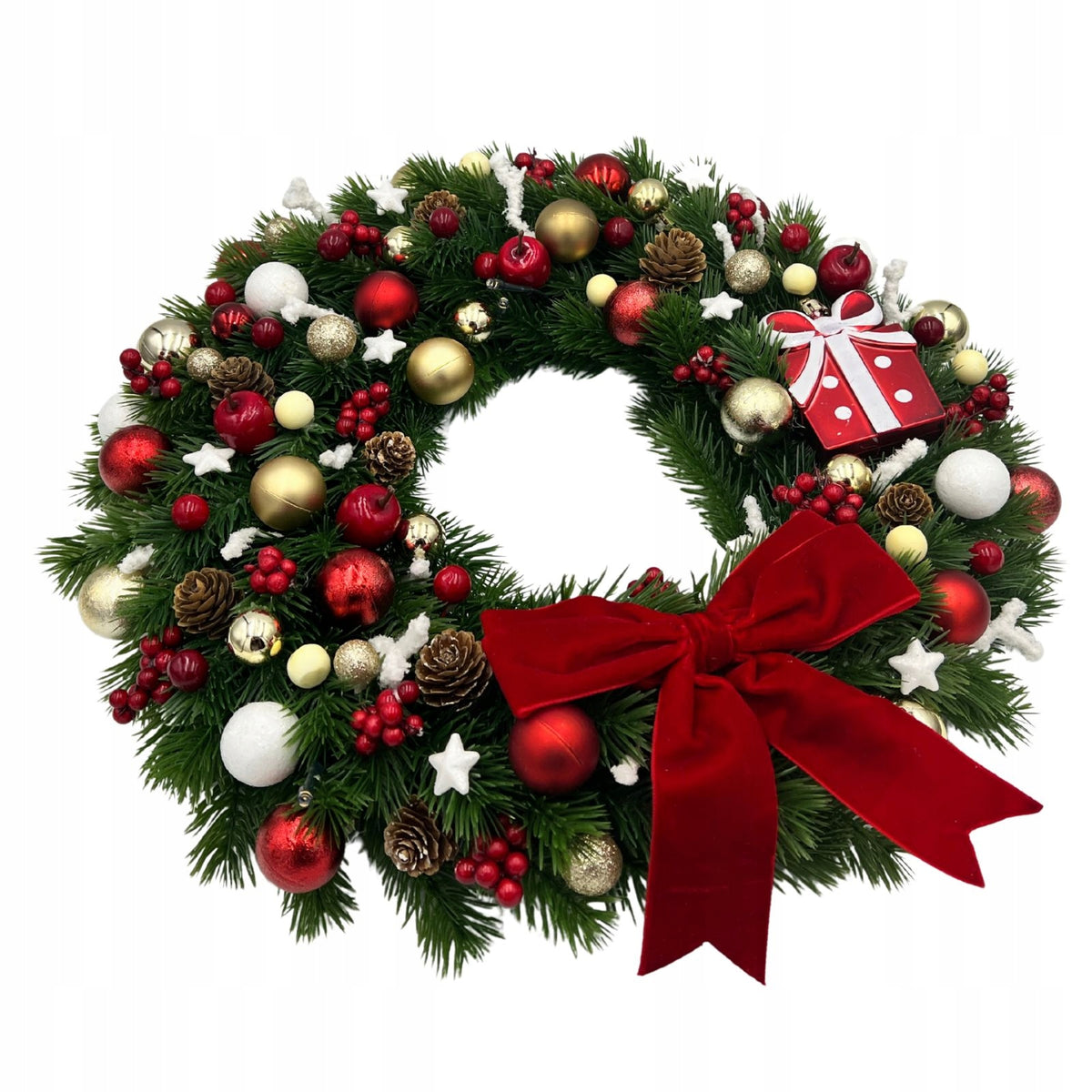 CHRISTMAS DOOR WREATH WITH LED WREATH - HANDMADE EAN (GTIN) 5906526030765