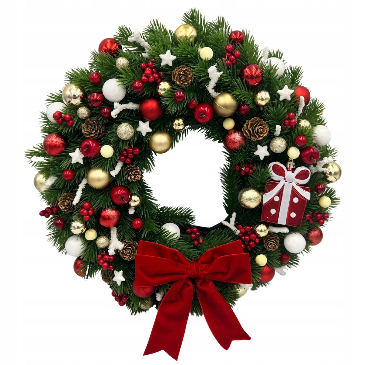 CHRISTMAS DOOR WREATH WITH LED WREATH - HANDMADE