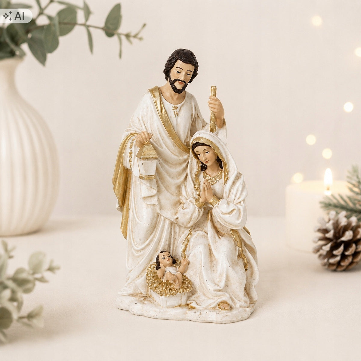 CHRISTMAS FIGURINE HOLY FAMILY GOLD PLATED 8,5CM X 6CM X 13,5CM Brand Chomik