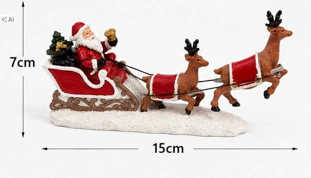 CHRISTMAS FIGURINE SANTA CLAUS IN A SLEIGH WITH REINDEER TABLE DECORATION 15 X 7 CM Brand Flying Tiger