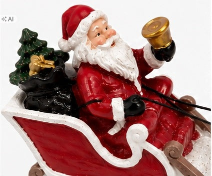 CHRISTMAS FIGURINE SANTA CLAUS IN A SLEIGH WITH REINDEER TABLE DECORATION 15 X 7 CM Product height 7 cm