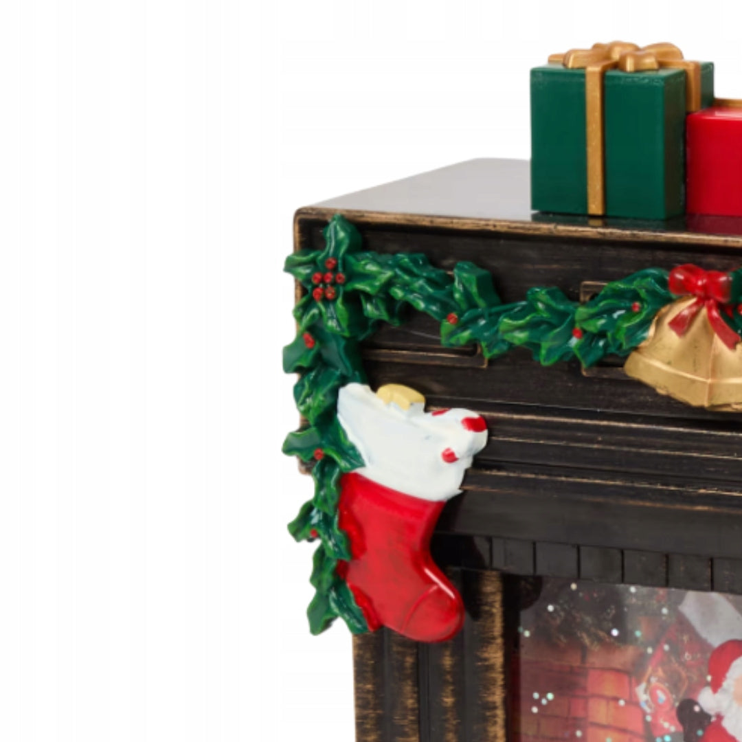 CHRISTMAS FIREPLACE FOR CHRISTMAS DECORATION GLOWING GLITTER ORNAMENT Manufacturer code BOŻONARODZENIOWA OZDOBA Z MIKOŁAJEM BROKATEM