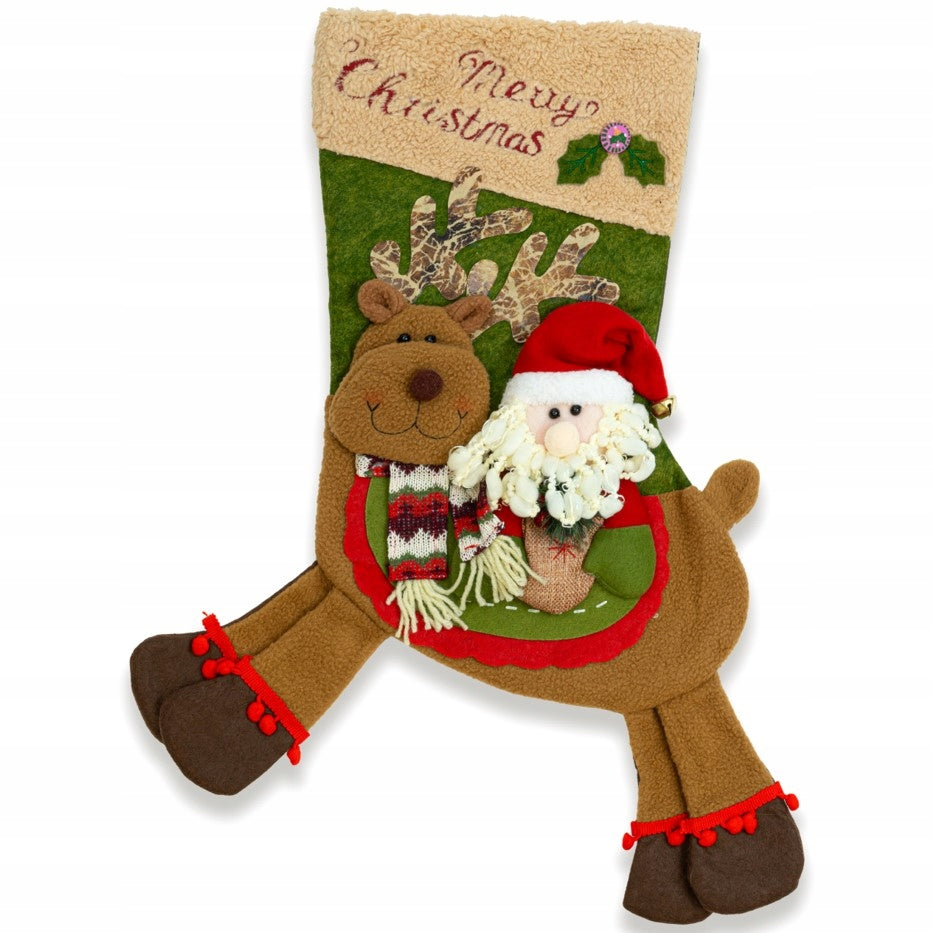 CHRISTMAS FIREPLACE SOCKS 2 PACK PREMIUM 3D LARGE GIFT SOCK Packaging status original