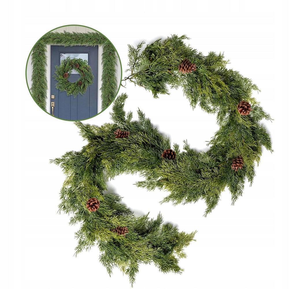 CHRISTMAS GARLAND ARTIFICIAL 180CM GREEN DECORATIVE FOR DOOR AND FIREPLACE Brand no brand