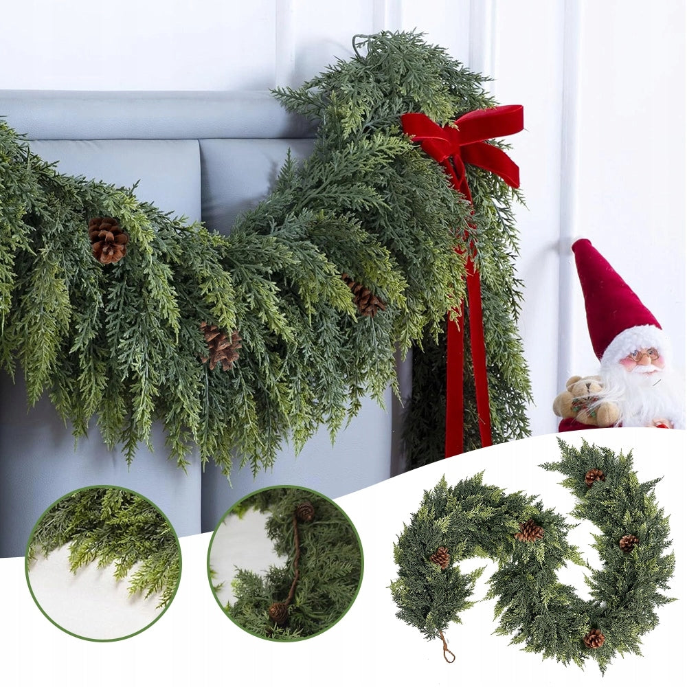 CHRISTMAS GARLAND ARTIFICIAL 180CM GREEN DECORATIVE FOR DOOR AND FIREPLACE