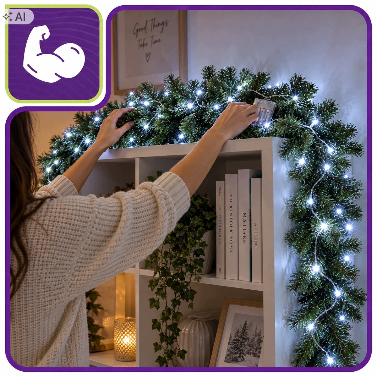 CHRISTMAS GARLAND CHRISTMAS TREE CHAIN GARLAND OUTDOOR LIGHTS 280 CM Manufacturer code Zimny BIały wewnętrzna choinka PUSZYSTA