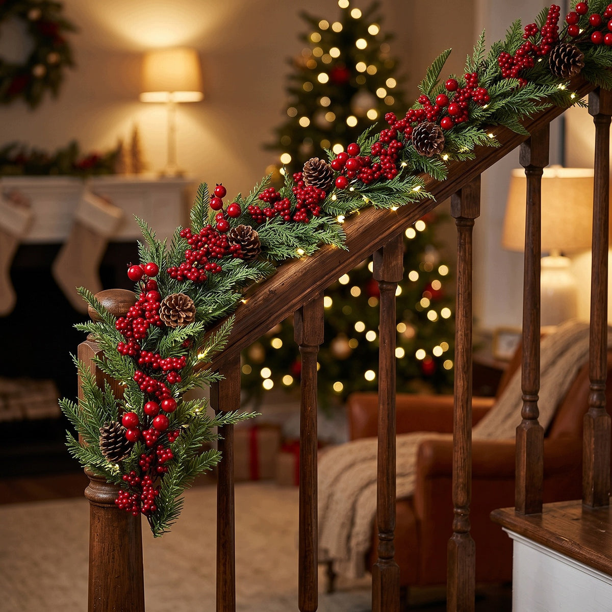CHRISTMAS GARLAND CHRISTMAS TREE FOR WINDOW RAILING BALCONY FIR 180cm PE Packaging status original