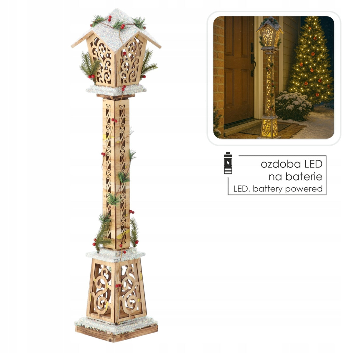 CHRISTMAS LANTERN WOODEN LED 100 CM LANTERN CHRISTMAS ORNAMENT Manufacturer code DEL5256