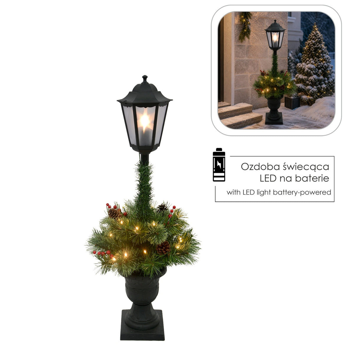 CHRISTMAS LED LANTERN WITH REED 90 CM *1543