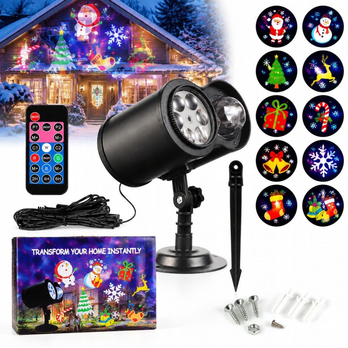CHRISTMAS LED LASER PROJECTOR 24 THEMES 6W PROJECTOR FOR HOME WATERPROOF
