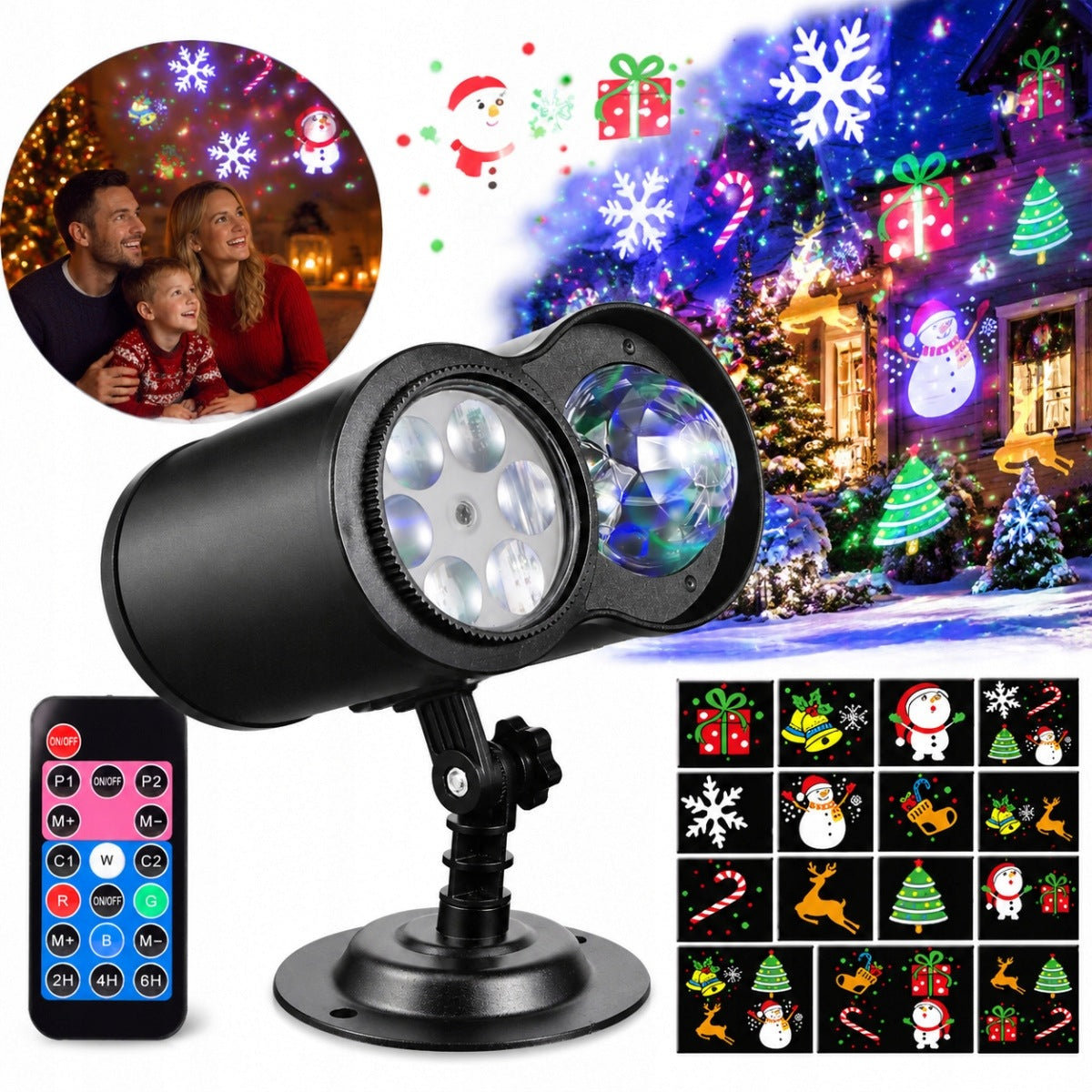 CHRISTMAS LED PROJECTOR FOR HOME WITH REMOTE CONTROL FOR CHRISTMAS 14 SLIDES CHRISTMAS EVE