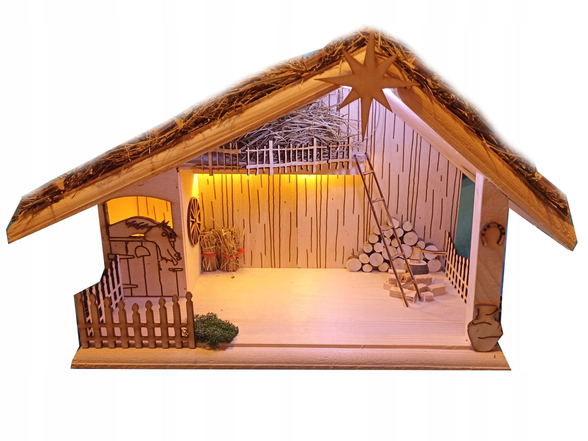 CHRISTMAS NATIVITY SCENE LED STABLE Bethlehem Wooden XXL Manufacturer code 40