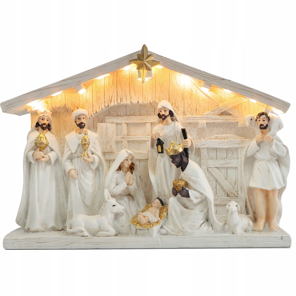 CHRISTMAS NATIVITY SCENE STONE ILLUMINATED WITH LED FIGURES WITH Christmas carols Manufacturer code 20083465-1