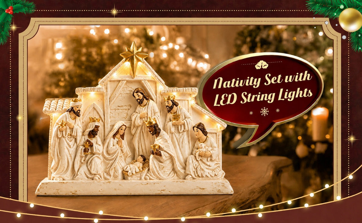 CHRISTMAS NATIVITY SCENE STONE ILLUMINATED WITH LED FIGURES WITH Christmas carols Manufacturer code 24064786-1