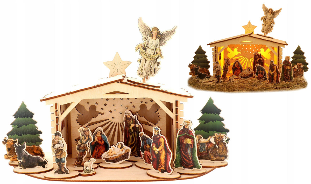 CHRISTMAS Nativity Scene 35 CM ILLUMINATED 3D V4