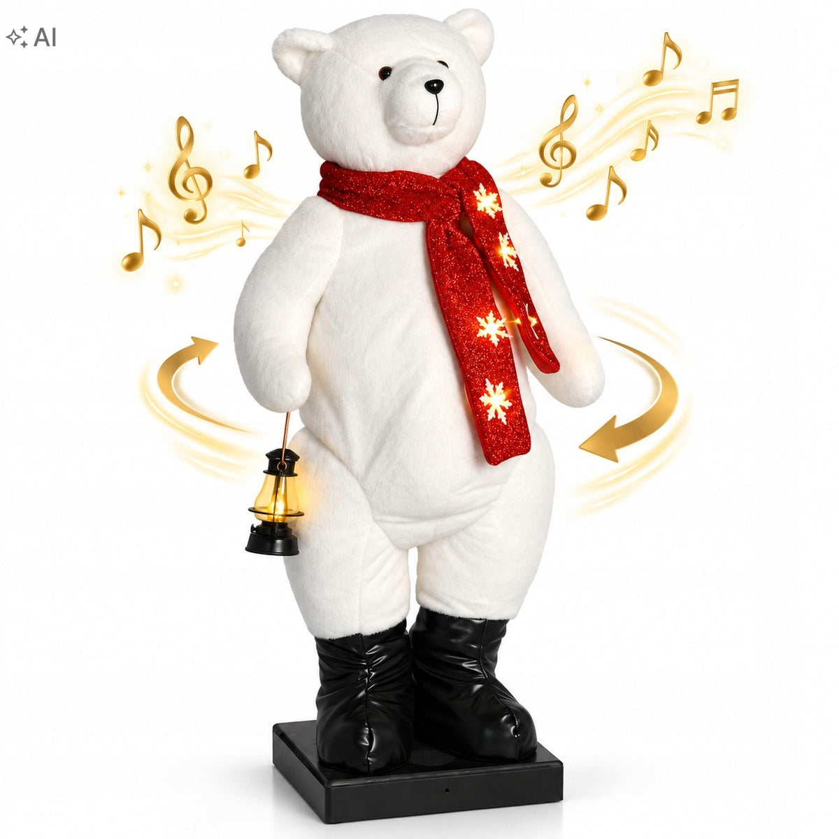 CHRISTMAS POLAR BEAR 110CM LED PLAYING MOTION SENSOR