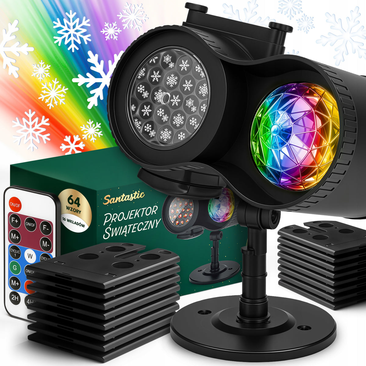 CHRISTMAS PROJECTOR HD Outdoor Laser Projector for Home 64 PATTERNS + REMOTE CONTROL