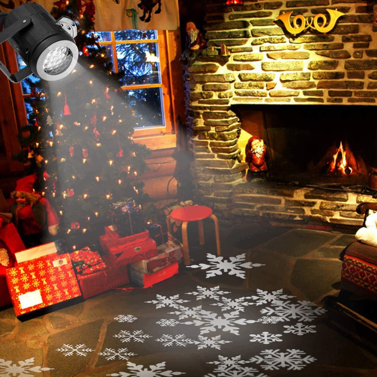 CHRISTMAS PROJECTOR LED SNOWFLAKES 2 IP65 ROTATING PATTERNS FOR GARDEN Packaging status original