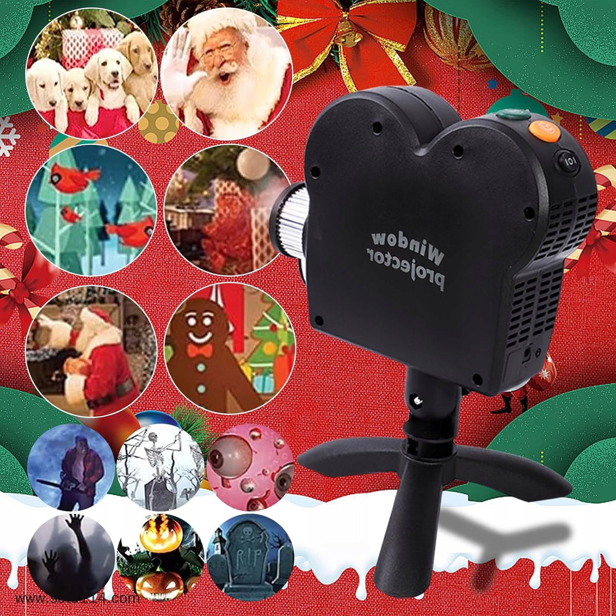 CHRISTMAS PROJECTOR WITH 6 THEMES FOR CHRISTMAS AND HALLOWEEN HOME Manufacturer code 6LT1067EUsdr