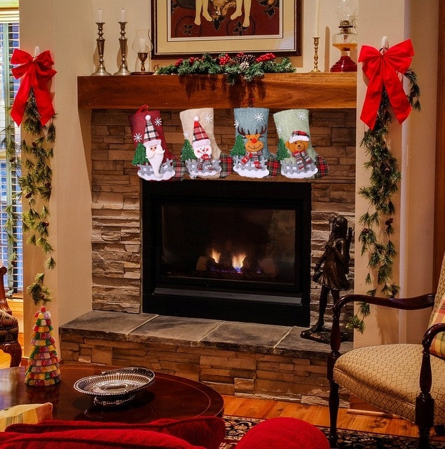 CHRISTMAS SET 4 x Christmas Socks 3D Decorative 16 x 23 cm For Fireplace Manufacturer code O6