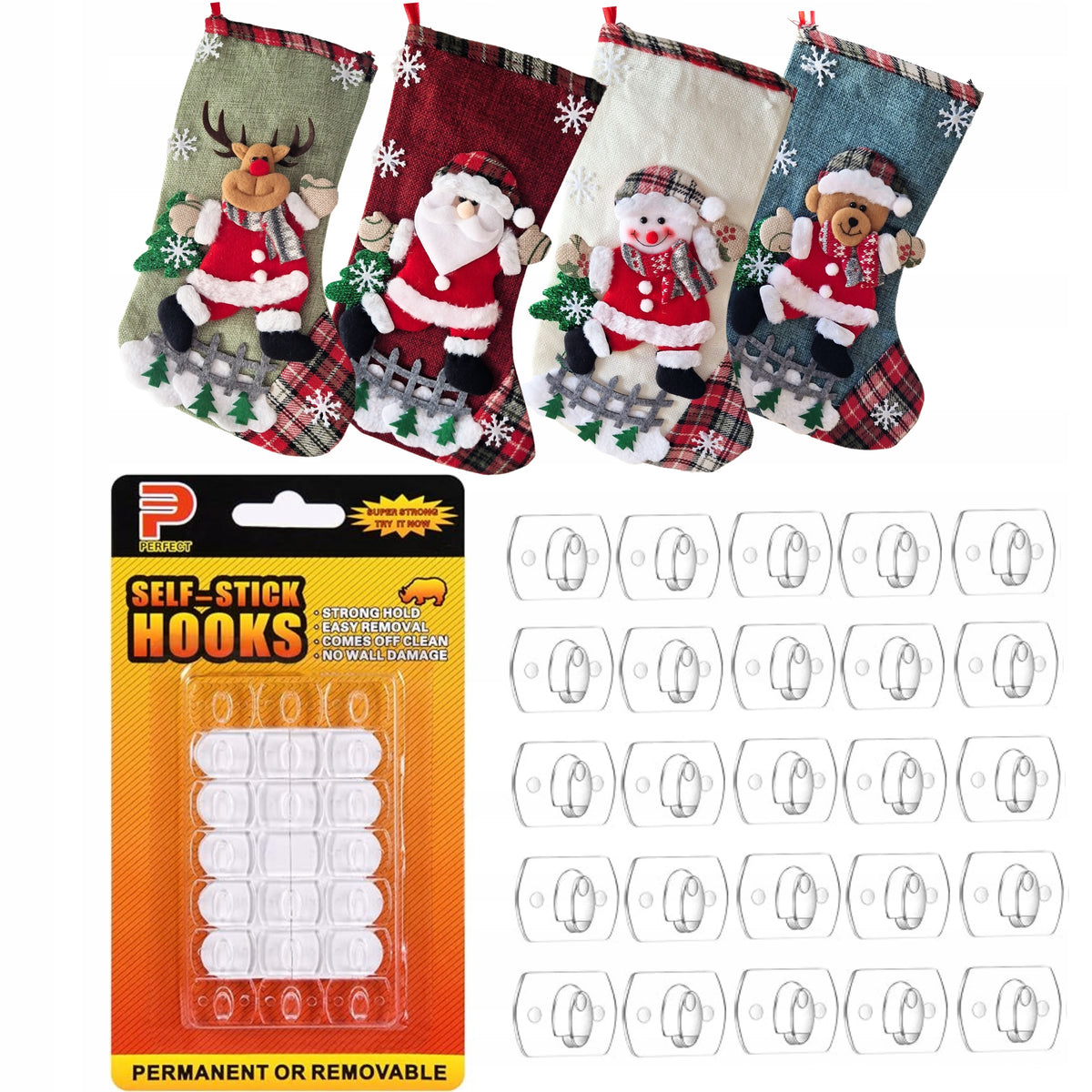 CHRISTMAS SOCK FOR GIFT LARGE FOR FIREPLACE Decorative Window + Hooks Manufacturer code Skarpeta Świąteczna Ozdobna BUYPRO