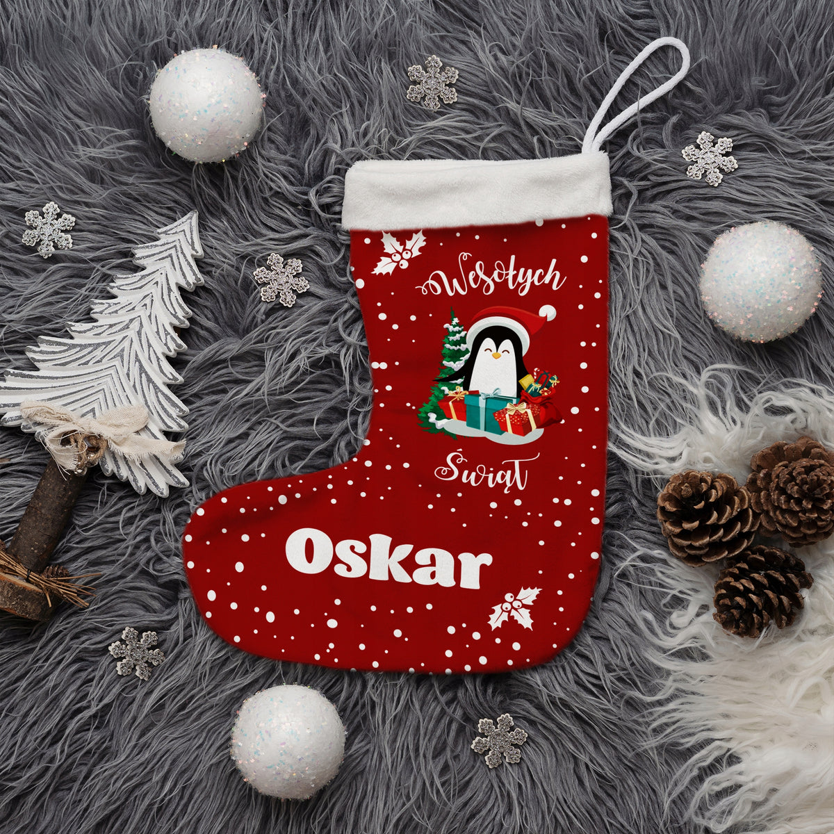 CHRISTMAS SOCK WITH NAME FOR GIFTS SOCKS FOR FIREPLACE EAN (GTIN) 5906826408110