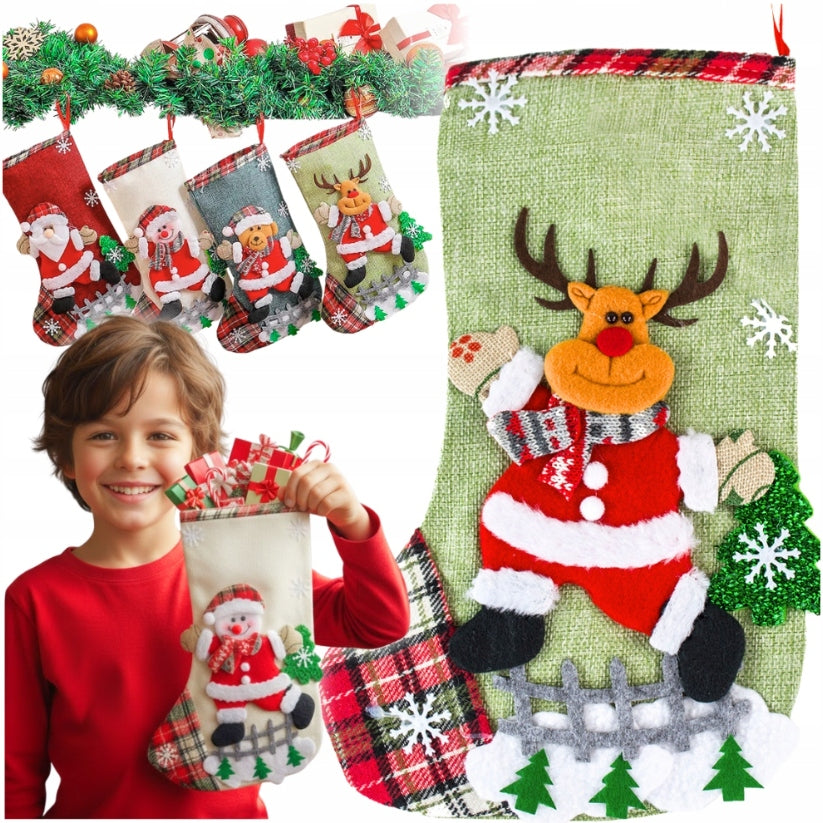 CHRISTMAS SOCKS 4PCS DECORATIVE SET FOR GIFT FIREPLACE