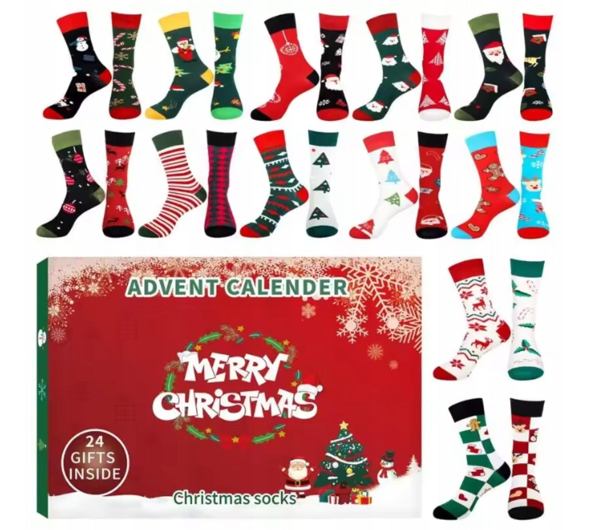 CHRISTMAS SOCKS ADVENT CALENDAR FUN SOCKS CALENDAR - 24 Manufacturer code 6977652567370