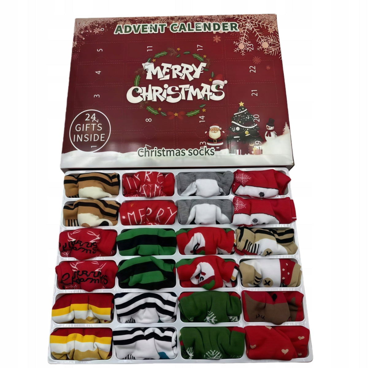 CHRISTMAS SOCKS ADVENT CALENDAR FUN SOCKS CALENDAR - 24