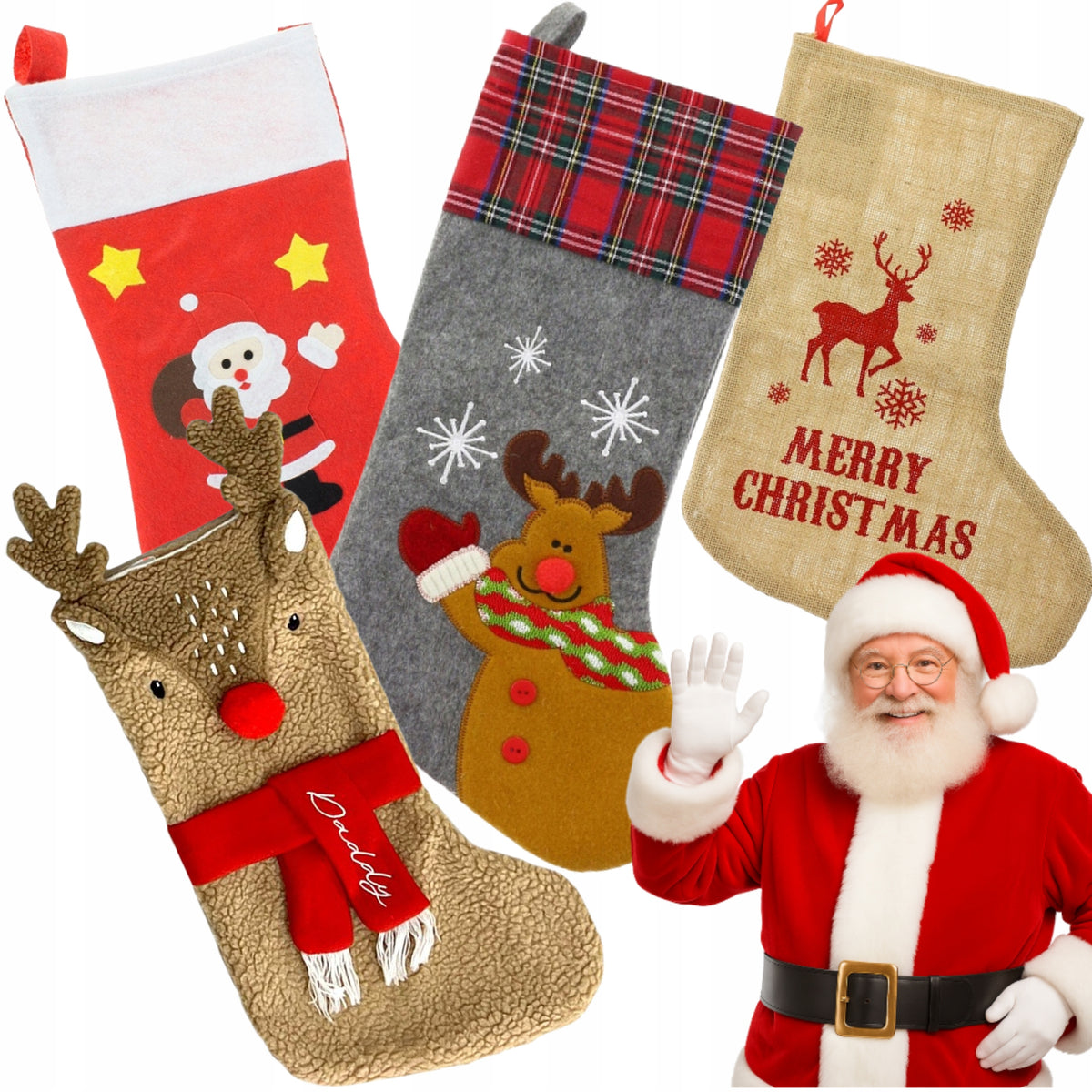 CHRISTMAS SOCKS FOR CHRISTMAS GIFTS FOR SANTA CLAUS FIREPLACE 4 PCS.