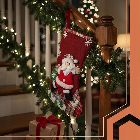 CHRISTMAS SOCKS FOR FIREPLACE FOR GIFTS SANTA CLAUS 4 DECORATIVE PATTERNS Packaging status original