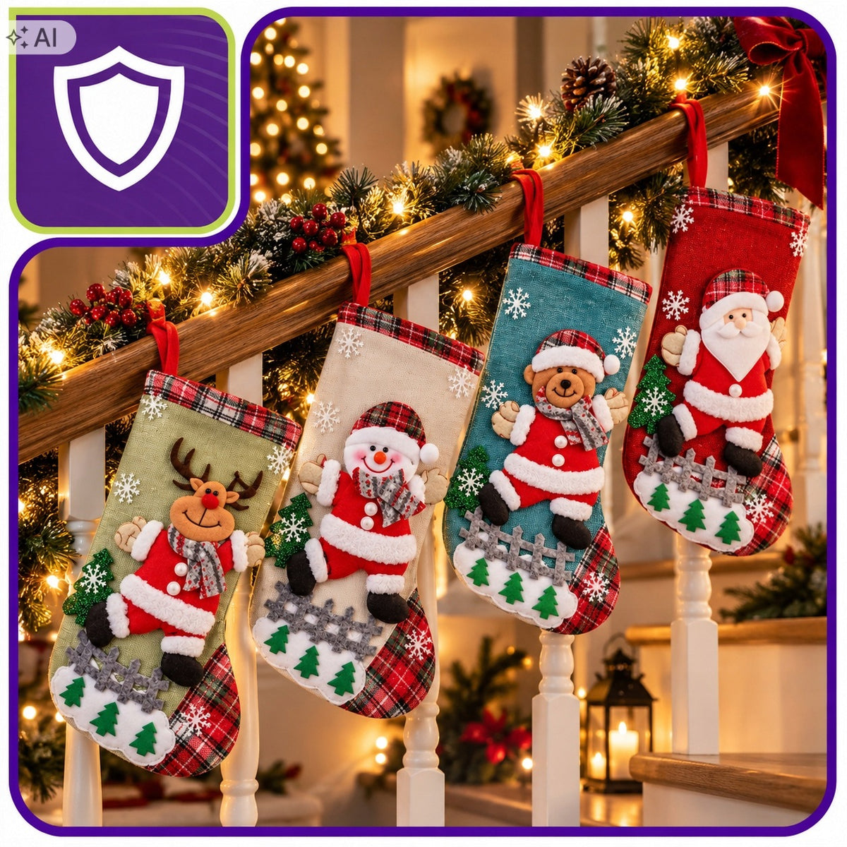 CHRISTMAS SOCKS FOR GIFT FIREPLACE SANTA CLAUS BAG DECORATION Brand SPJ TRADE
