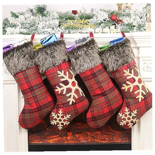 CHRISTMAS SOCKS SET OF 4 PCS DECORATION FOR FIREPLACE GIFT