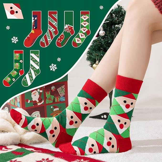 CHRISTMAS SOCKS SET OF 6x UNIVERSAL 37-46 LONG WARM COLORFUL Brand no brand