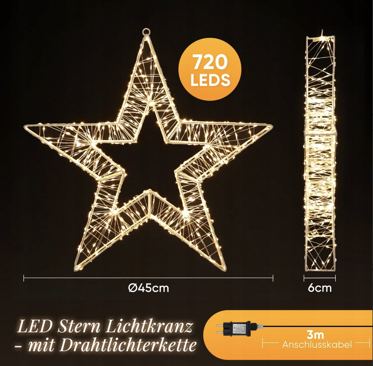 CHRISTMAS STAR LED 45 CM 720 LED 8 modes timer IP44 Packaging status original
