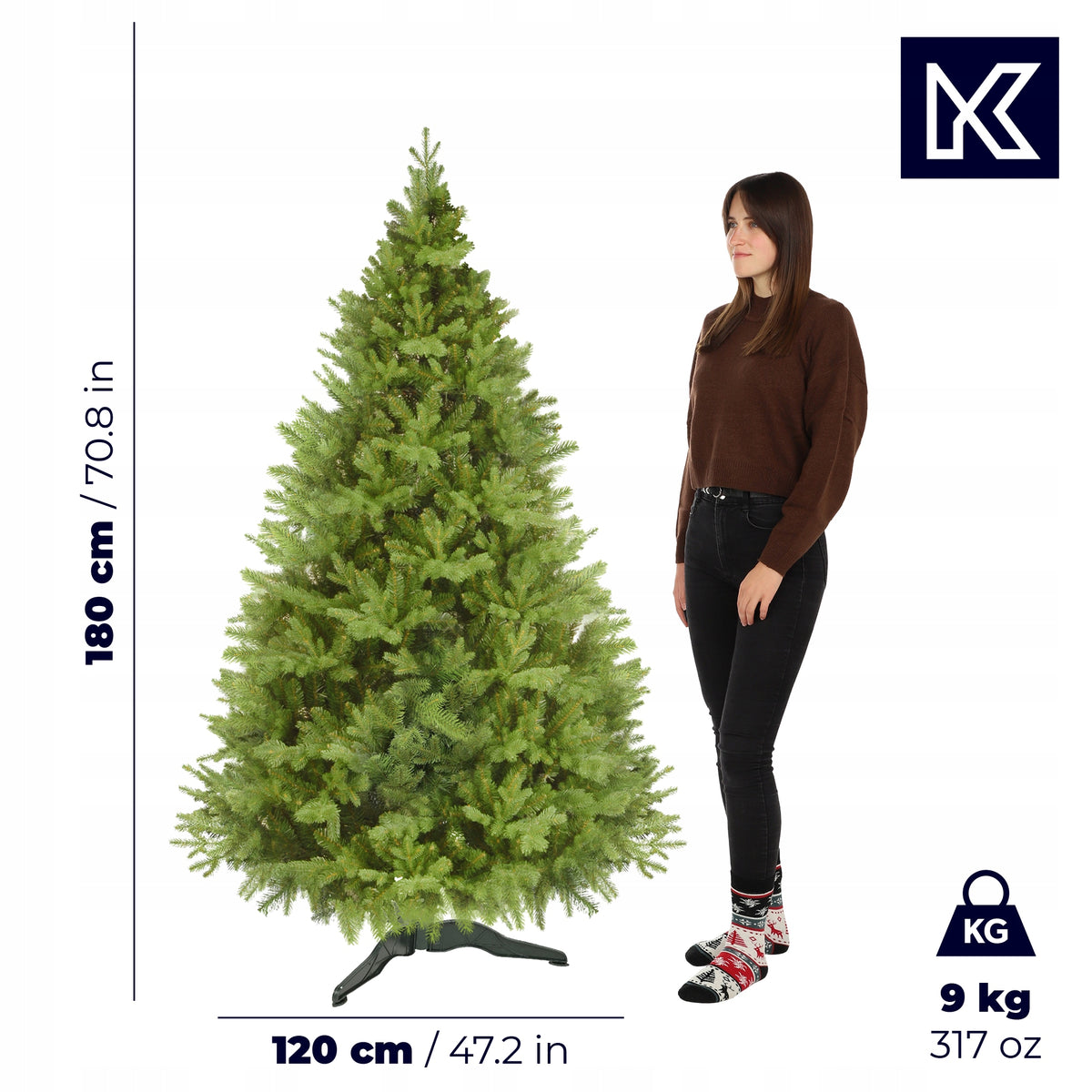 CHRISTMAS TREE ARTIFICIAL AS LIVE 180 cm SPRUCE PREMIUM 100% PE DENSE BEAUTIFUL STAND Packaging status original